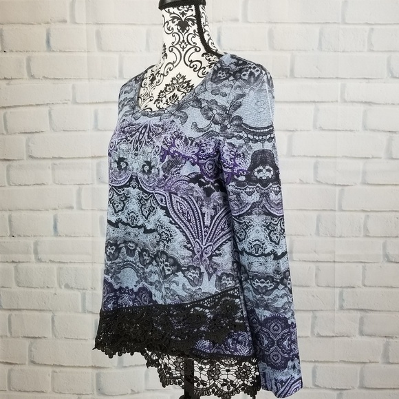 Unity world women's size s knit top lace trim top - Picture 7 of 8